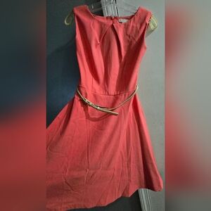 Elegant Coral Sleeveless Dress